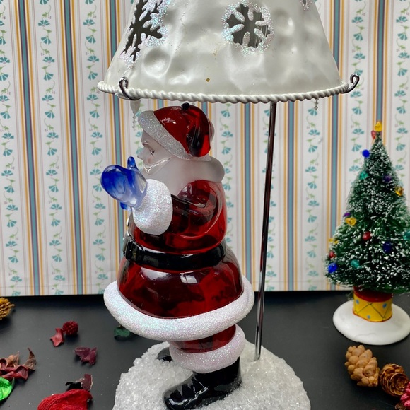 Santa Claus Candle Holder, glass and ceramic, vintage, deco, Christmas, gift - Picture 7 of 12
